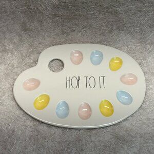 Rae Dunn "HOP TO IT" Pastel Color Painters Palette Deviled Egg Plate Platter